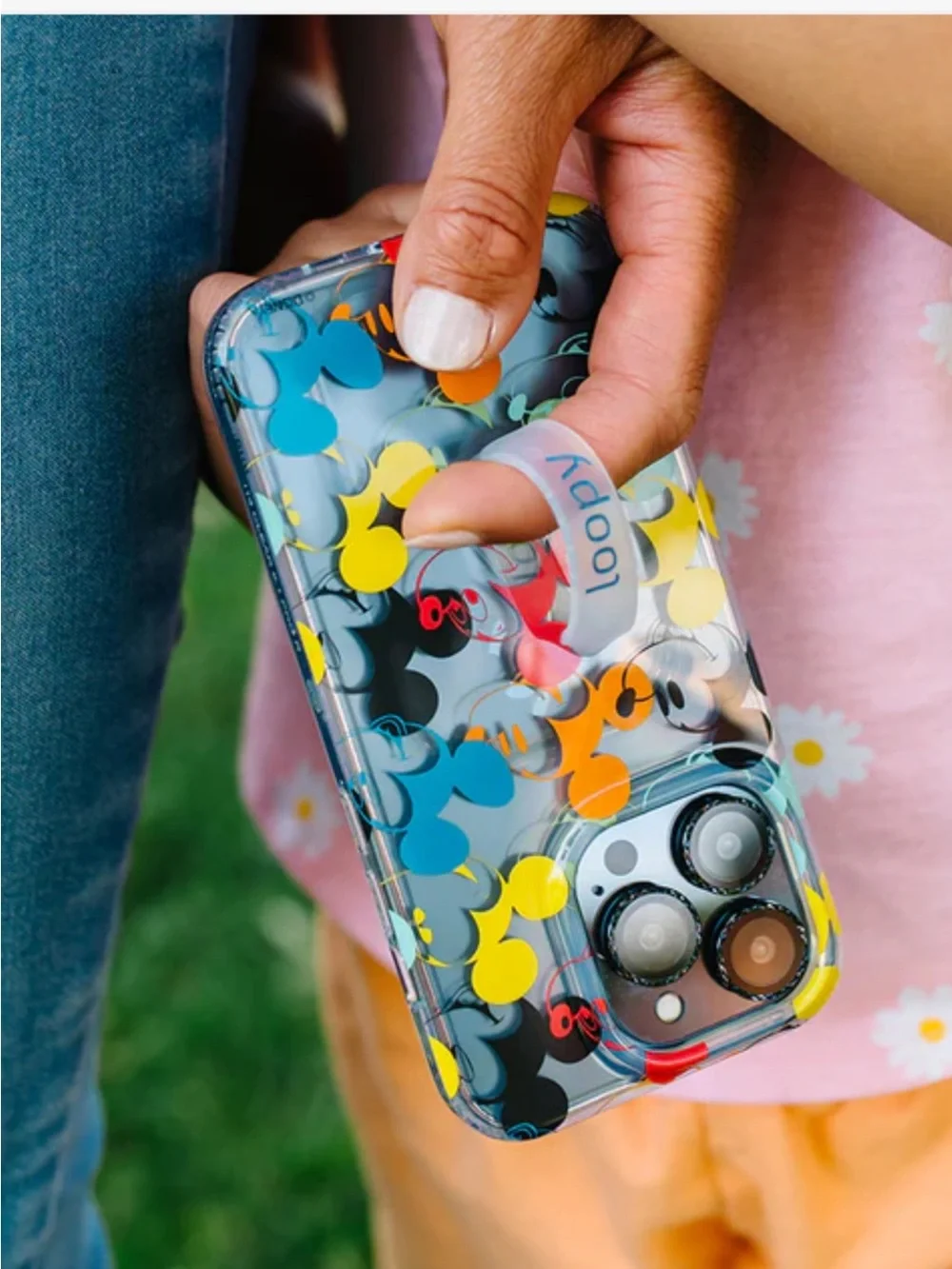 Loopy Disney Colorful Mickey Mouse Clear Phone Case with Loop Stand